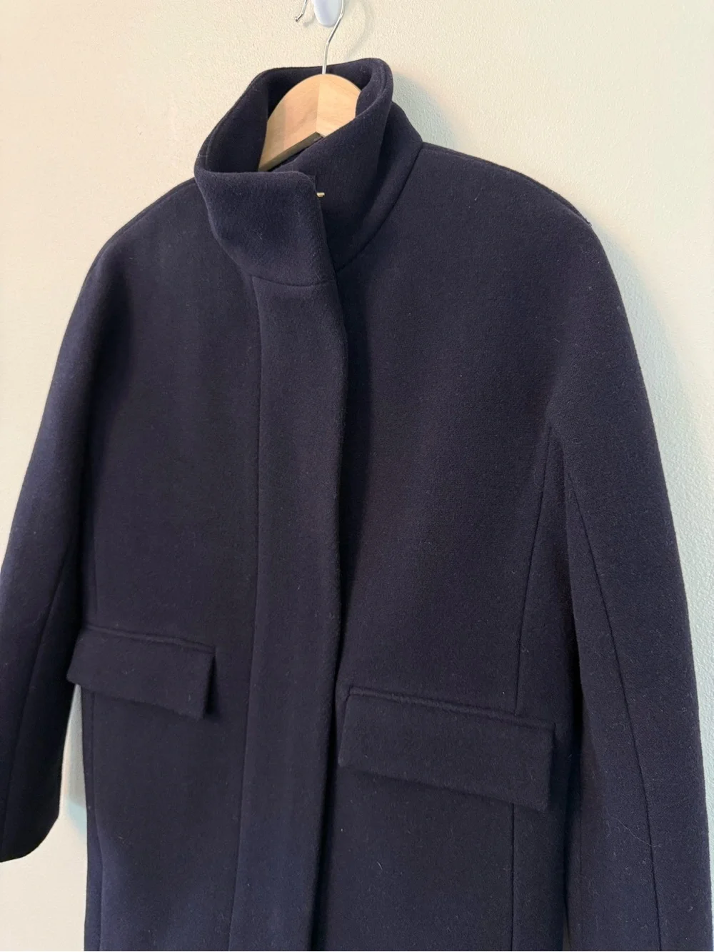 J. Crew Navy Stadium Cloth Cocoon Coat Italian Wool Nello Gori Size 00 - Picture 5 of 9